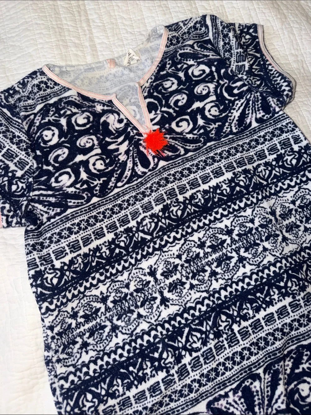 Navy and White Short Sleeve Swim Cover up